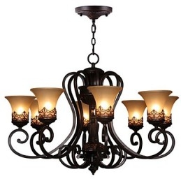Lustre suspendu 8 lumières vintage Country Island en métal et verre