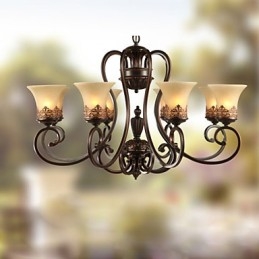 Lustre suspendu 8 lumières vintage Country Island en métal et verre