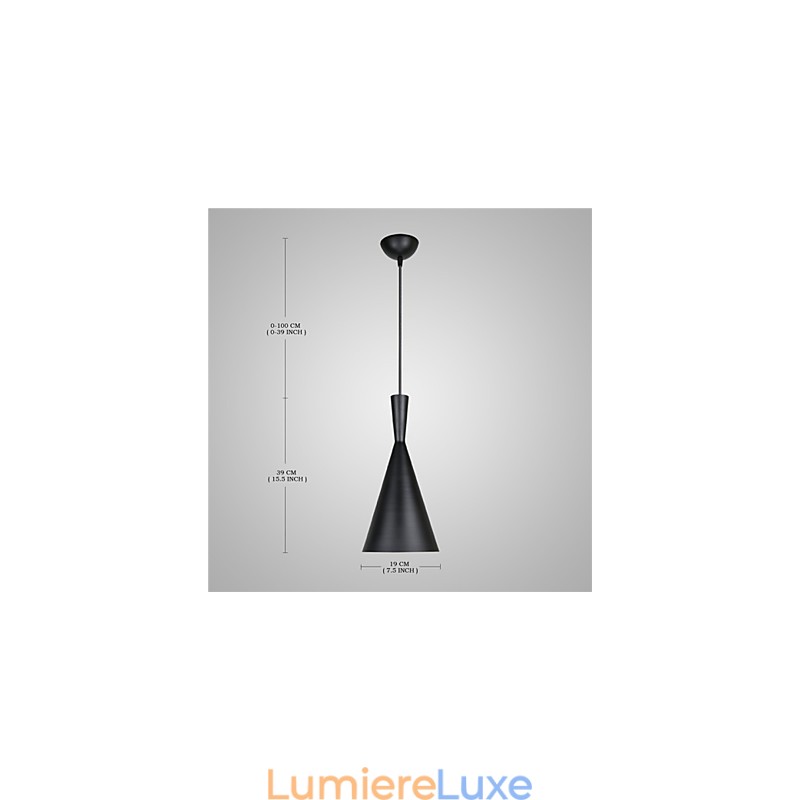 Suspension rétro vintage Tom Dixon Design noir et blanc type C Cafe