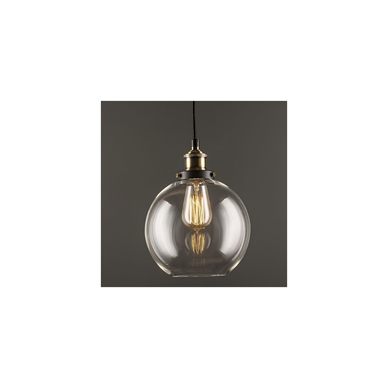 Lampe suspendue industrielle en laiton antique, un luminaire, abat-jour en verre, luminaire suspendu pour café