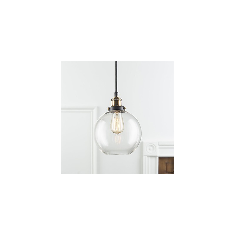 Lampe suspendue industrielle en laiton antique, un luminaire, abat-jour en verre, luminaire suspendu pour café