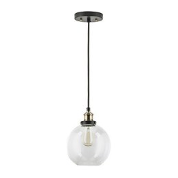 Lampe suspendue industrielle en laiton antique, un luminaire, abat-jour en verre, luminaire suspendu pour café