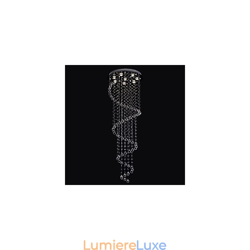 Lustre de luxe moderne en cristal à 8 lumières