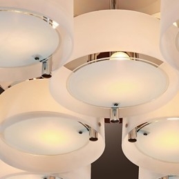 Lustre moderne contemporain en métal chromé à montage encastré