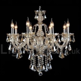 Lustre moderne en cristal K9 couleur cognac rétro avec 8 lumières
