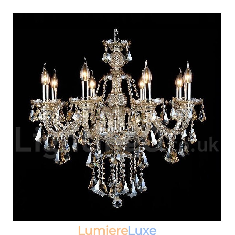 Lustre moderne en cristal K9 couleur cognac rétro avec 8 lumières