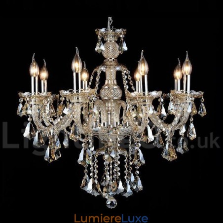 Lustre moderne en cristal K9 couleur cognac rétro avec 8 lumières Lustre moderne en cristal K9 couleur cognac rétro avec 8 lumières