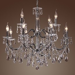 Lustre en cristal moderne à 2 niveaux et 12 lumières