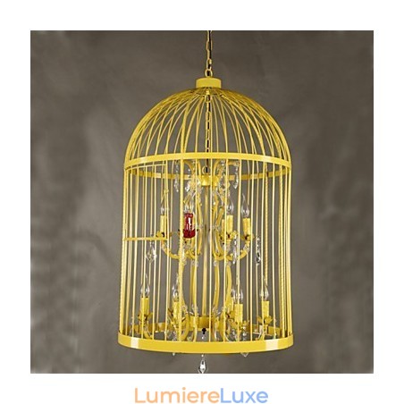 Lustre d'escalier vintage en forme de cage en fer et cristal Lustre d'escalier vintage en forme de cage en fer et cristal