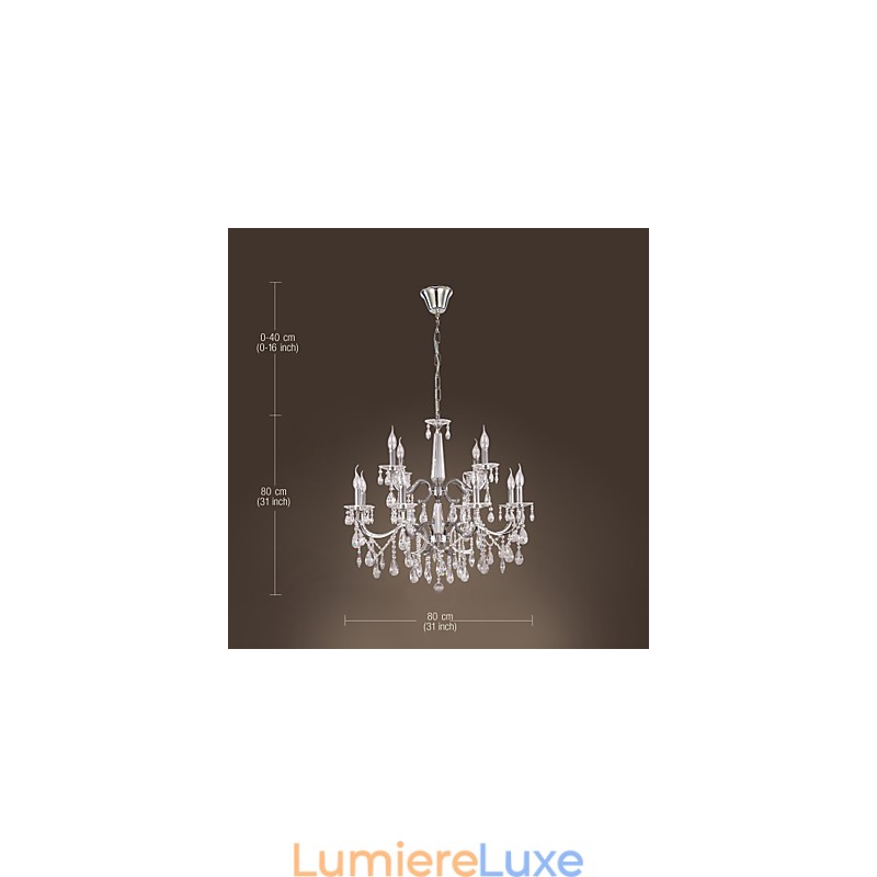 Lustre en cristal moderne à 2 niveaux et 12 lumières