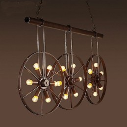 Lustre rétro de café en forme de roue de fer