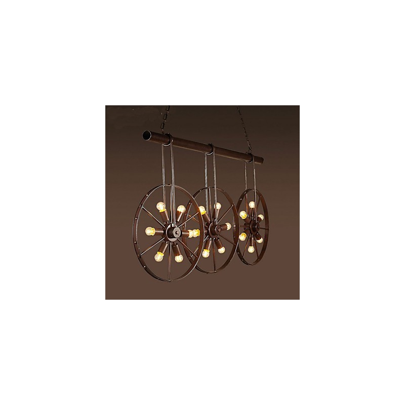 Lustre rétro de café en forme de roue de fer