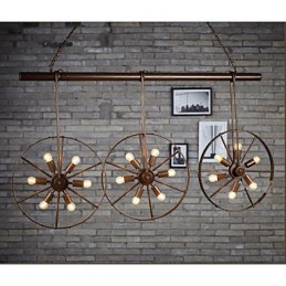 Lustre rétro de café en forme de roue de fer