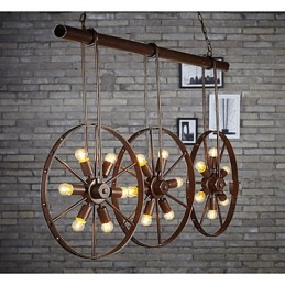 Lustre rétro de café en forme de roue de fer