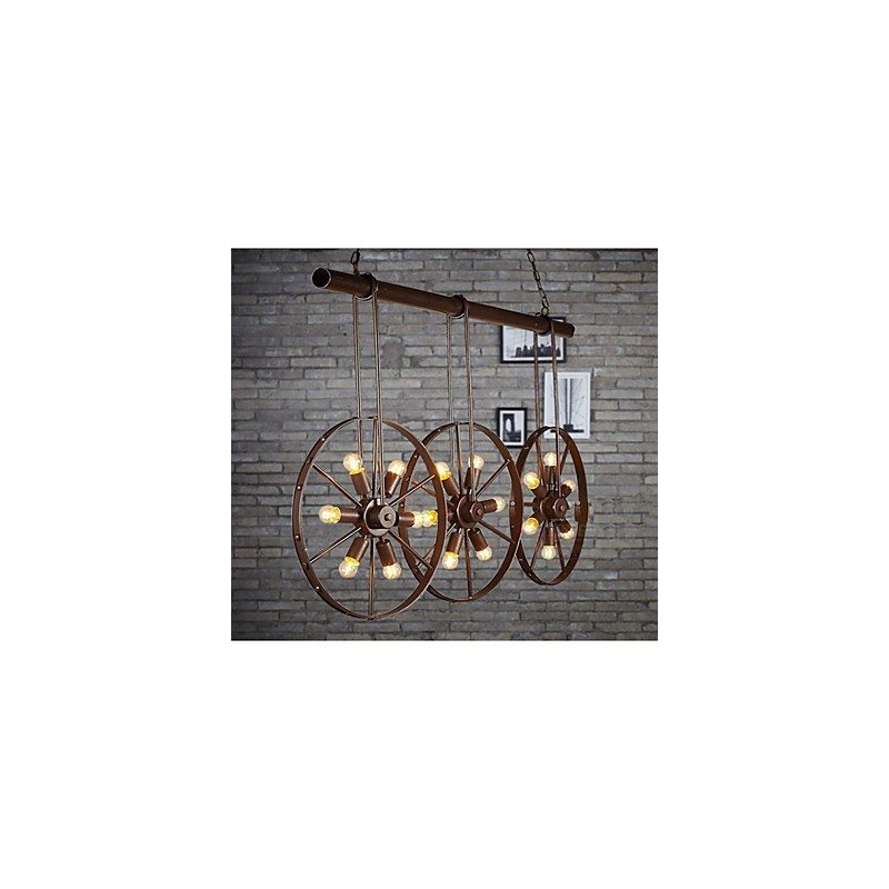 Lustre rétro de café en forme de roue de fer