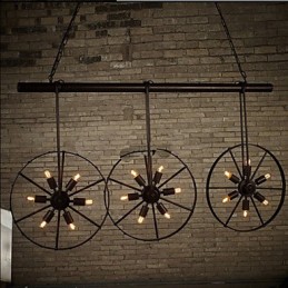 Lustre rétro de café en forme de roue de fer