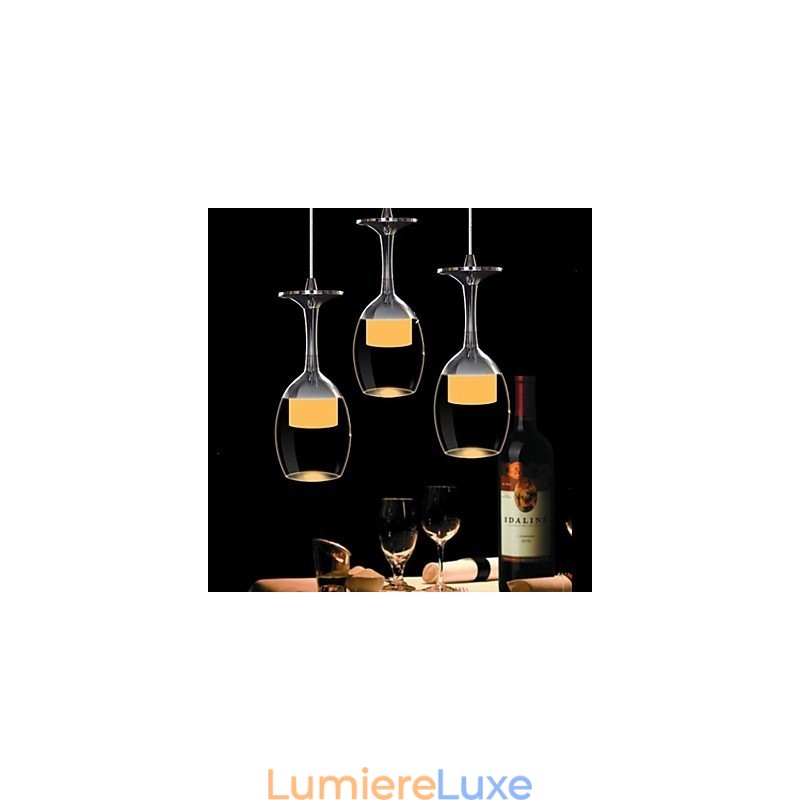 Lustre suspendu en verre chromé à 3 lumières, style moderne, contemporain, traditionnel, classique et campagnard
