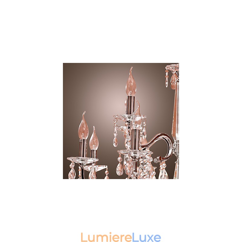 Lustre en cristal moderne à 2 niveaux et 12 lumières