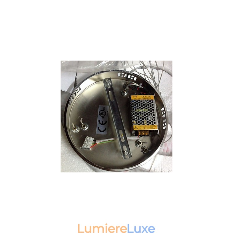 Plafonnier suspendu en cristal transparent, rond, 4 anneaux, 40 cm, 60 cm, 80 cm