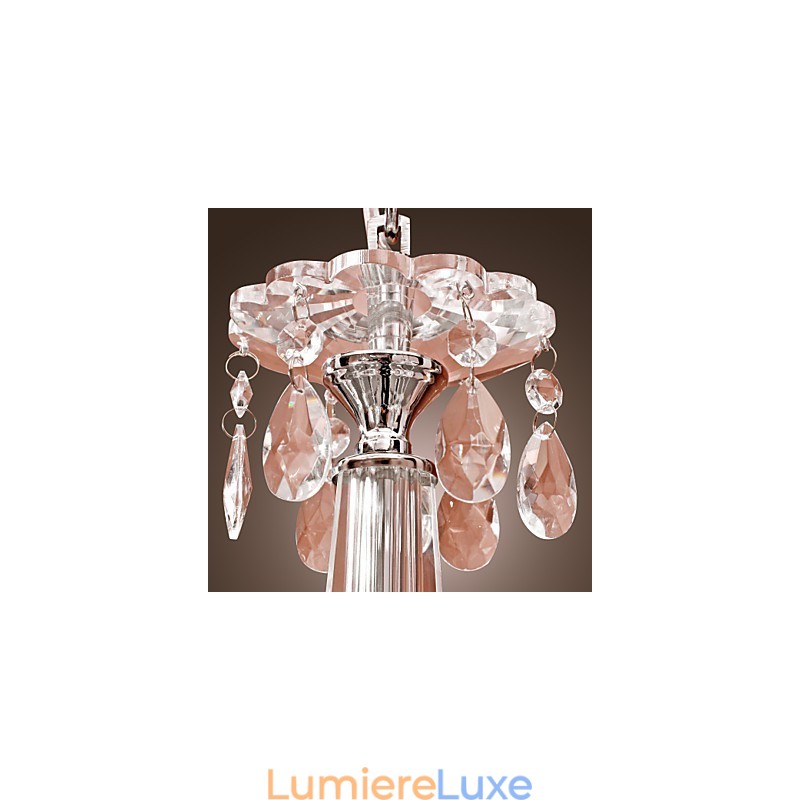 Lustre en cristal moderne à 2 niveaux et 12 lumières