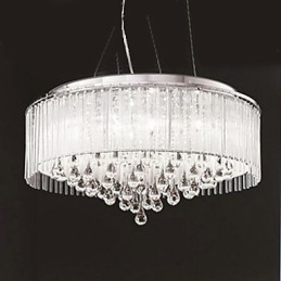 Suspension moderne contemporaine en cristal chromé