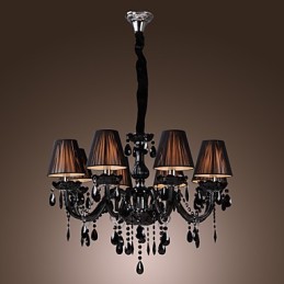 Lustre de luxe moderne en cristal noir à 8 lumières