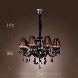 Lustre de luxe moderne en cristal noir à 8 lumières