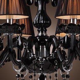 Lustre de luxe moderne en cristal noir à 8 lumières