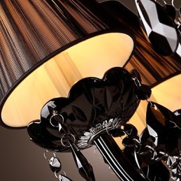 Lustre de luxe moderne en cristal noir à 8 lumières