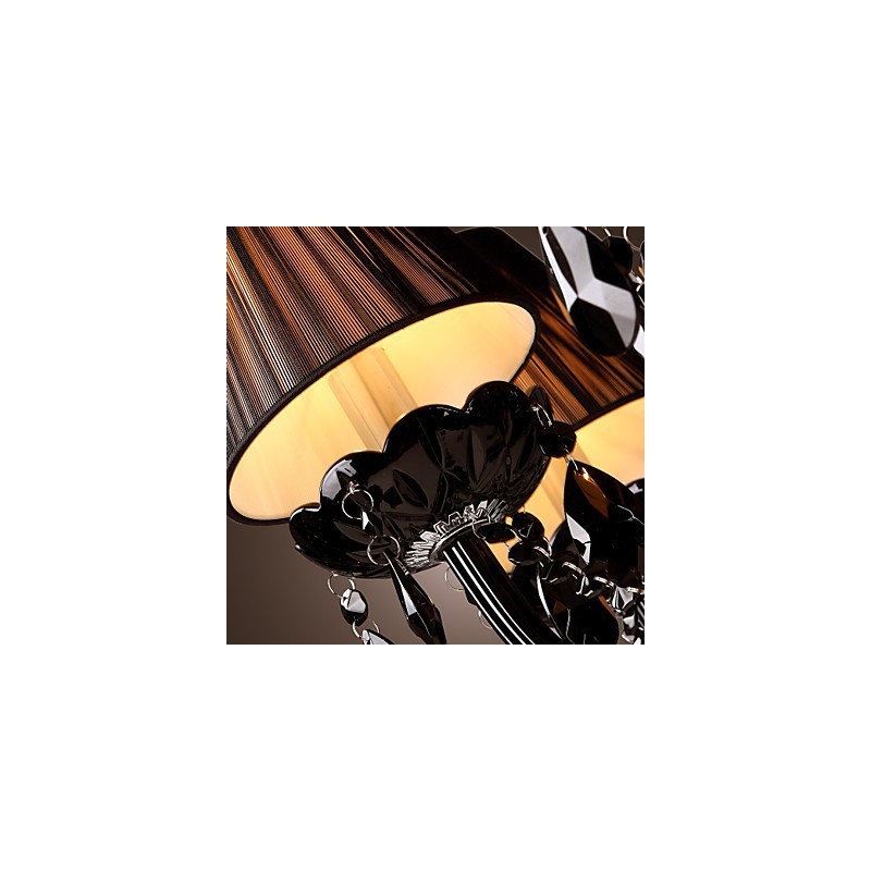 Lustre de luxe moderne en cristal noir à 8 lumières