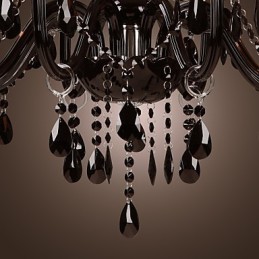Lustre de luxe moderne en cristal noir à 8 lumières