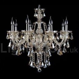 Lustre moderne en cristal K9 couleur cognac rétro avec 8 lumières