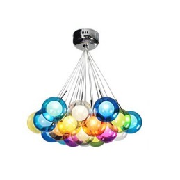 Suspension moderne en verre coloré à 19 lumières