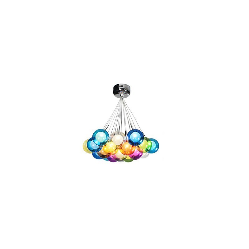 Suspension moderne en verre coloré à 19 lumières