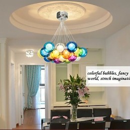 Suspension moderne en verre coloré à 19 lumières