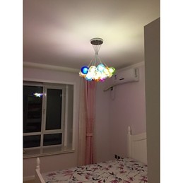 Suspension moderne en verre coloré à 19 lumières