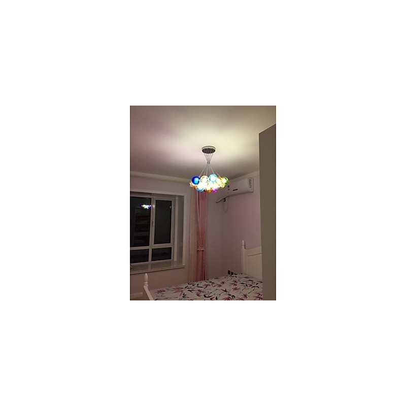Suspension moderne en verre coloré à 19 lumières
