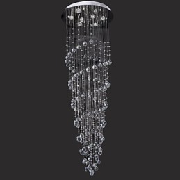 Plafonnier moderne contemporain en métal chromé et cristal