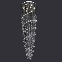 Plafonnier moderne contemporain en métal chromé et cristal