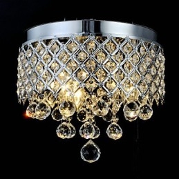 Plafonnier traditionnel classique en métal chromé et cristal
