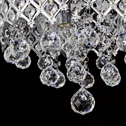 Plafonnier traditionnel classique en métal chromé et cristal