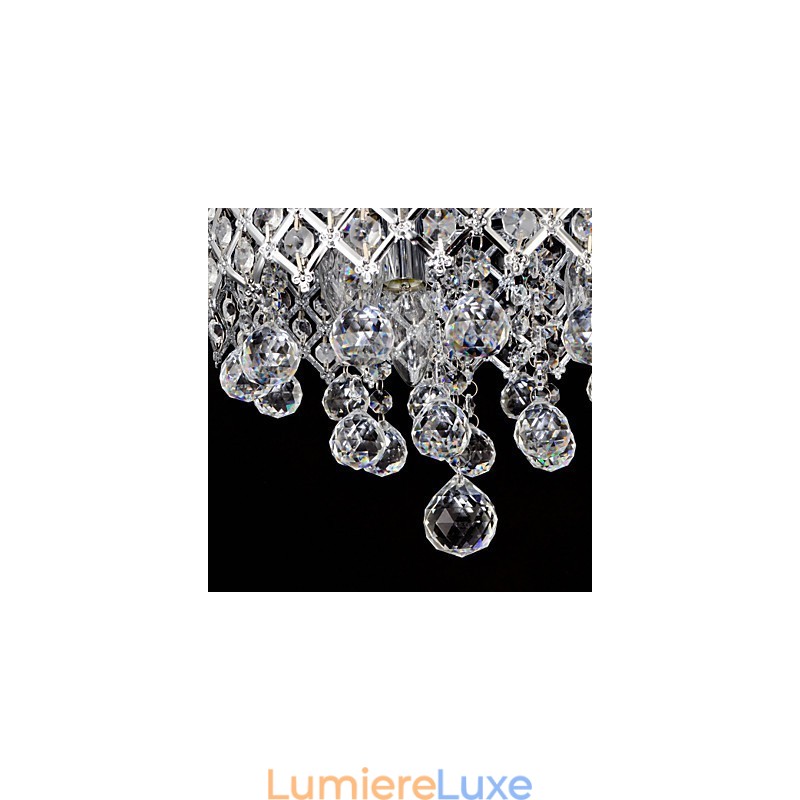 Plafonnier traditionnel classique en métal chromé et cristal