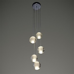 Suspension moderne, ampoule G4, chromage, cristal, éclairage d'escalier