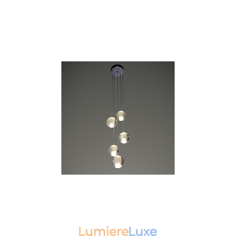 Suspension moderne, ampoule G4, chromage, cristal, éclairage d'escalier