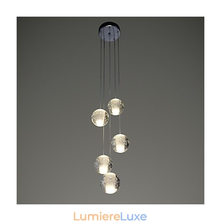 Suspension moderne, ampoule G4, chromage, cristal, éclairage d'escalier Suspension moderne, ampoule G4, chromage, cristal, éclairage d'escalier