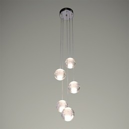 Suspension moderne, ampoule G4, chromage, cristal, éclairage d'escalier
