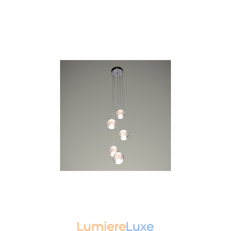 Suspension moderne, ampoule G4, chromage, cristal, éclairage d'escalier