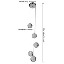 Suspension moderne, ampoule G4, chromage, cristal, éclairage d'escalier