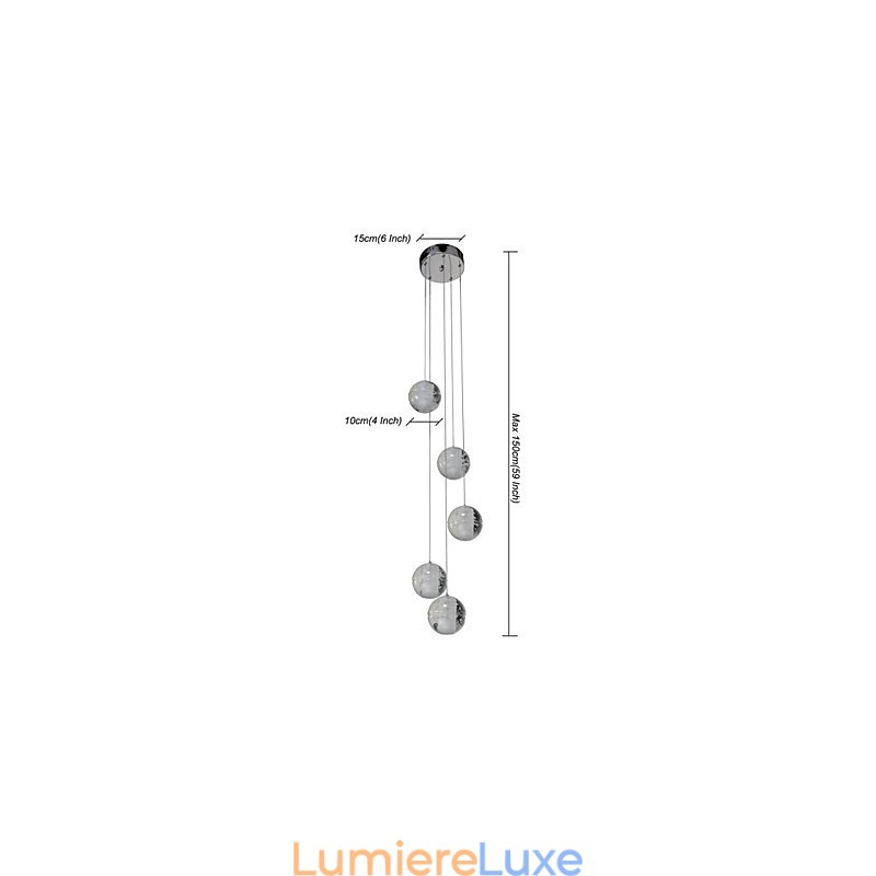 Suspension moderne, ampoule G4, chromage, cristal, éclairage d'escalier