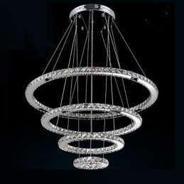 Lustre suspendu moderne en cristal transparent, éclairage de plafond, dimensions : 100 cm, 80 cm, 60 cm, 40 cm